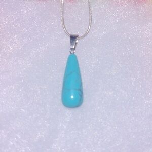 Boho Natural Turquoise Sterling Silver 30” Necklace